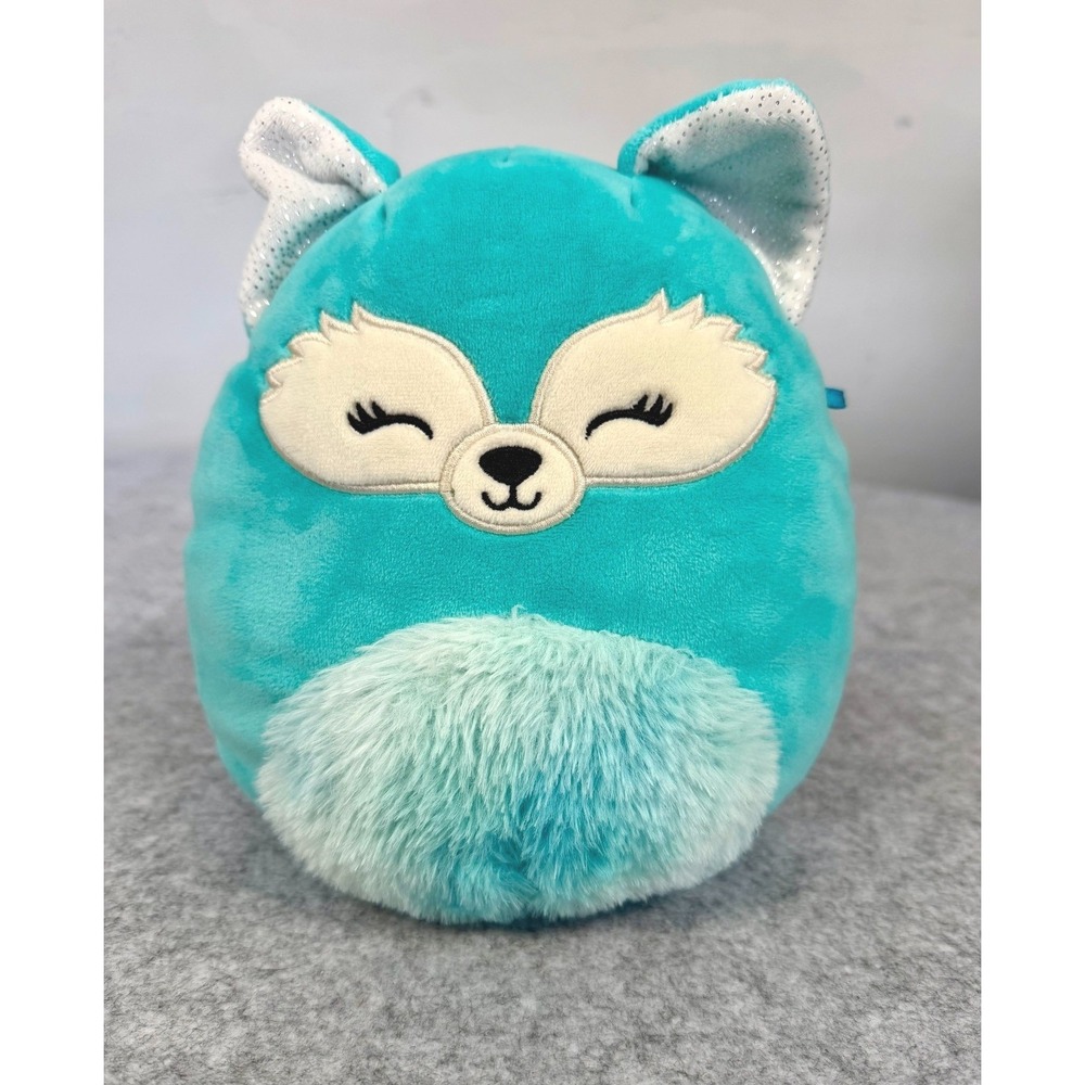 Squishmallows Feodora‎ the Caticorn Fox Teal Blue Fuzzy Belly Plush 8 Inch